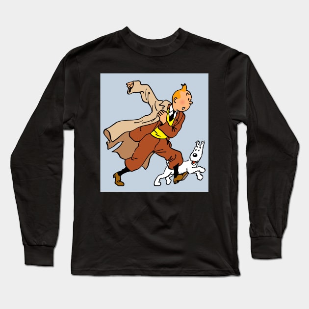 TINTIN & MILOU - BLUE Long Sleeve T-Shirt by The Jung Ones